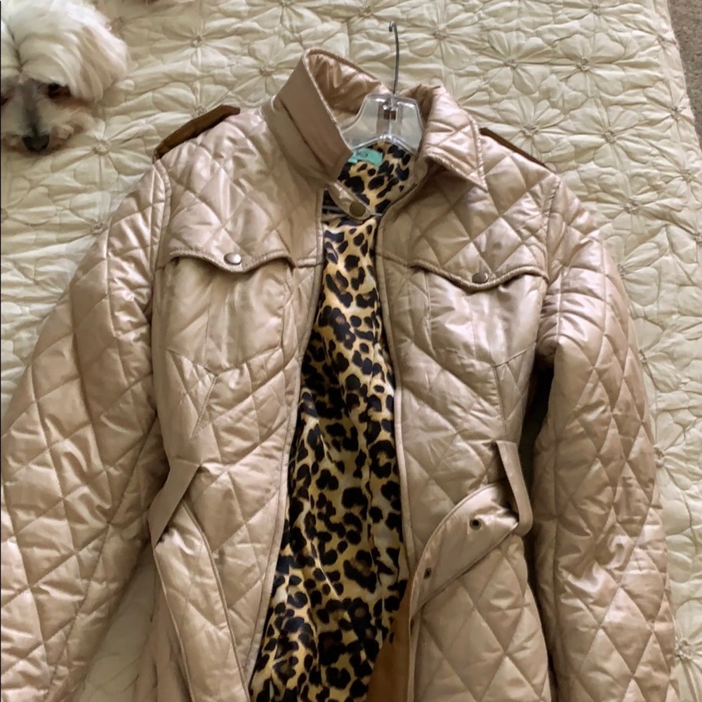 Gold/Tan Belted Puffer Coat - Size M